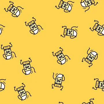 Eraser school character vector seamless pattern Stock Illustration