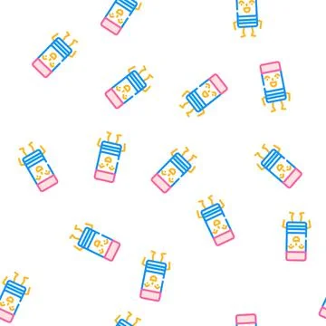 Eraser school character vector seamless pattern Stock Illustration