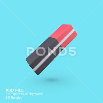Eraser school isolated 3d render icon illustration PSD-Vorlage
