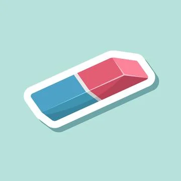 Eraser sticker icon in flat style. Stationery tool vector illustration on i.. 스톡 일러스트