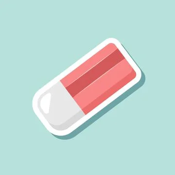 Eraser sticker icon in flat style. Stationery tool vector illustration on i.. 스톡 일러스트
