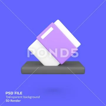 Eraser Tool isolated 3d render icon illustration PSD-Vorlage
