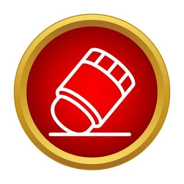 Eraser tool removing mistake in red circle icon Stock Illustration