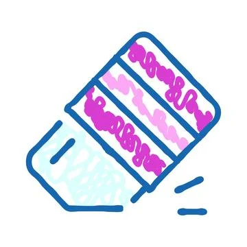 Eraser tool removing pink doodle lines illustration Illustrazione stock