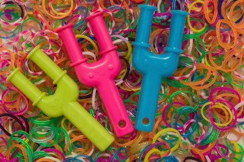 Erasers for braiding bracelets. Stock Photos