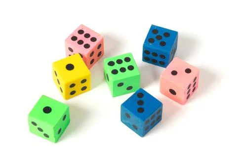 Erasers in the form of dice Stock Photos