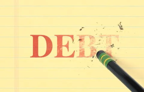 Erasing debt from ledger Stock Illustration