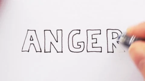 Erasing handwritten word Anger. Stock Footage 132140223