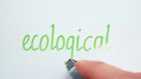 Erasing handwritten word Ecological. Stock Footage 132293409