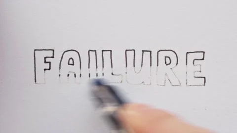 Erasing handwritten word Failure Stock Footage 132295090