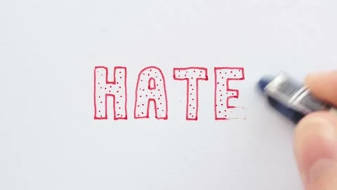 Erasing handwritten word Hate. Stock Footage 132298990