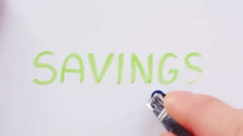 Erasing handwritten word Savings. Stock Footage 132305026