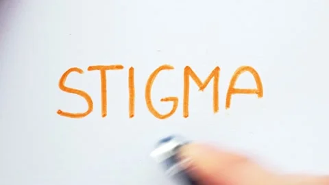 Erasing handwritten word Stigma. Stock Footage 132305347