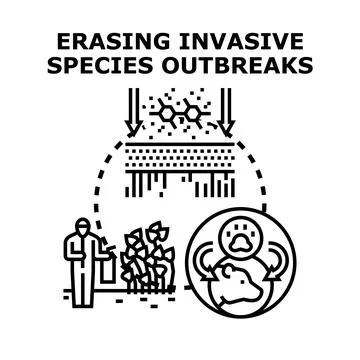 Erasing invasive species outbreaks preventing environmental damage Stock Illustration