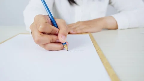 Erasing Pencil Writing With Rubber Eraser From Front View 스톡 동영상 347626319