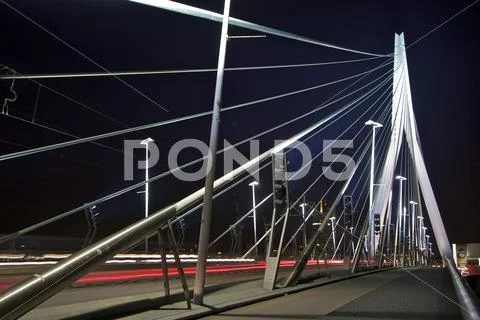 Erasmus Bridge Night Stock Photos