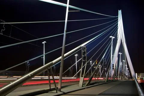 Erasmus Bridge Night Stock Photos