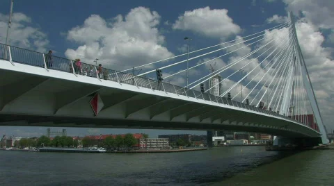 Erasmus Bridge in Rotterdam 2 Video stock 497388