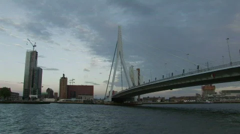 Erasmus Bridge in Rotterdam 3 Stock Footage 497386