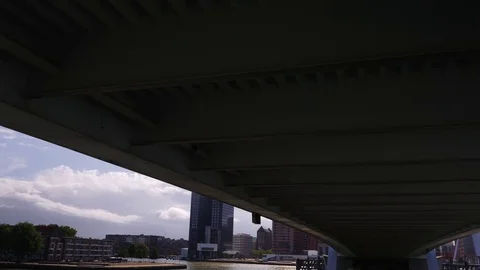 Erasmus bridge in Rotterdam from the water Stock Footage 69904864