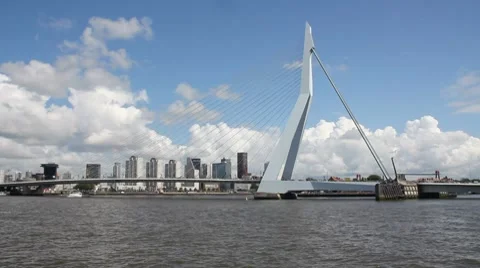 Erasmusbridge in Rotterdam Stock Footage 7731285