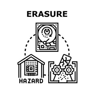 Erasure concept diagram showing data destruction Stock Illustration