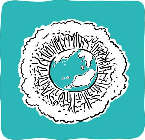 Erath and trees top view doodle illustration Stock-Illustration