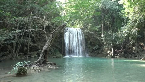 Erawan Waterfall 3rd level, Erawan National Park . Stock Footage 280129334