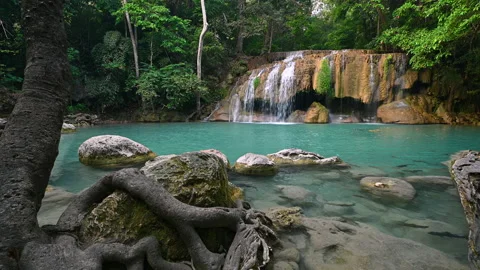 Erawan waterfall Stock Footage 140360793