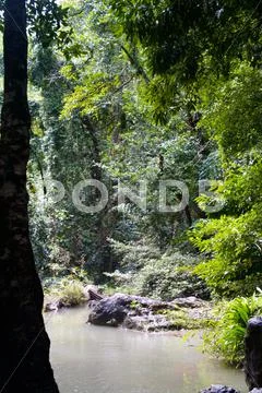 Erawan Waterfall, Kanchanaburi, Thailand Stock Photos