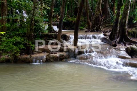 Erawan Waterfall, Kanchanaburi, Thailand Stock Photos