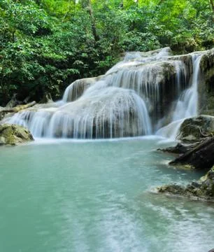 Erawan waterfall Stock Photos