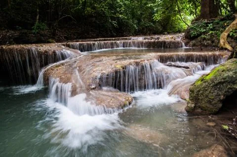 Erawan waterfall Stock Photos