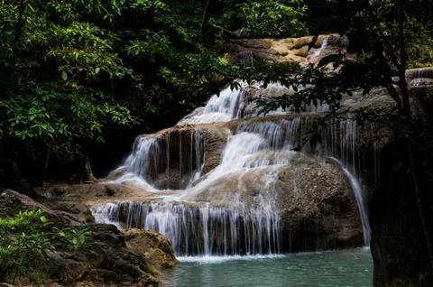 Erawan waterfall Stock Photos
