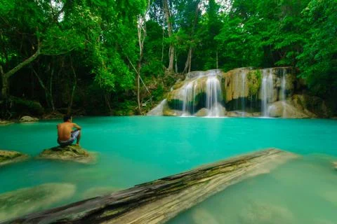 Erawan waterfall Stock Photos