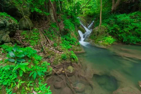 Erawan waterfall Stock Photos