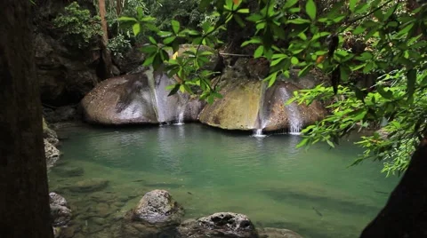 Erawan waterfall in thailand Stock Footage 51246988