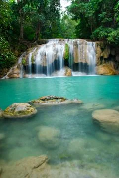Erawan waterfall in Thailand Stock Photos