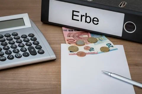 Erbe written on a binder Stock Photos