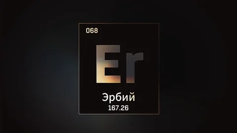 Erbium as Element 68 of the Periodic Table 3D illustration on grey background 스톡 동영상 126446811