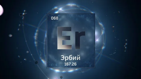Erbium as Element 68 of the Periodic Table 3D illustration on blue background 스톡 동영상 126446843