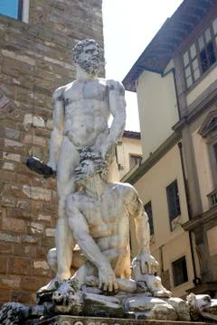 The Ercole e Caco, Piazza della Signoria, Florence Foto stock