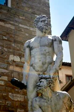 The Ercole e Caco, Piazza della Signoria, Florence Foto stock