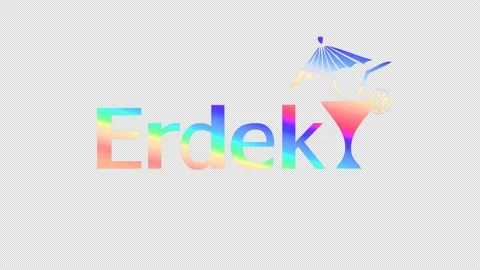 Erdek. Multicolor gradient bright contrast inscription, cocktail glass. Stock Footage 154976869
