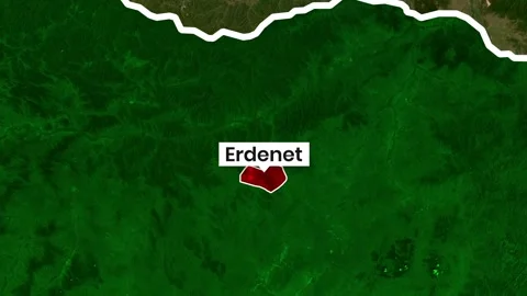 Erdenet located in Mongolia highlighted on satellite map footage Stock Footage 343919160