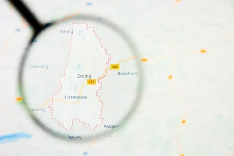Erding city in Germany, Bavaria visualization illustrative concept on display Stock Photos