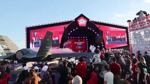 Erdogan participates in an aerospace and technology fair in Nicosia, Nicosia, TR Stock Footage 308253059