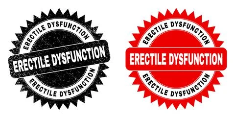 ERECTILE DYSFUNCTION Black Rosette Stamp with Unclean Surface 스톡 일러스트