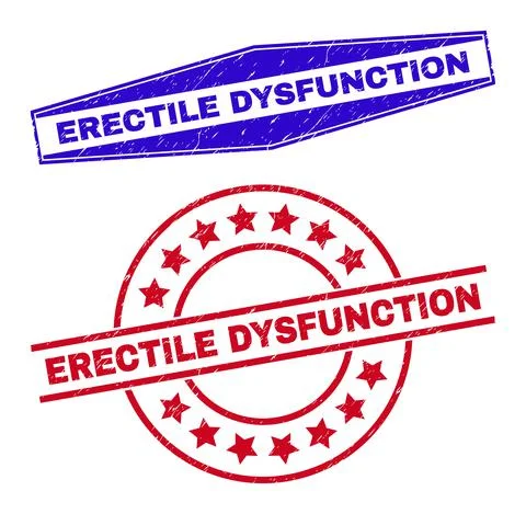 ERECTILE DYSFUNCTION Corroded Stamp Seals in Round and Hexagon Shapes Illustrazione stock