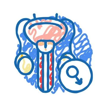 Erectile dysfunction icon doodle illustration Stock Illustration
